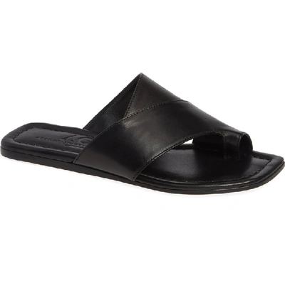Shop Agl Attilio Giusti Leombruni Asymmetrical Toe Loop Slide Sandal In Black Leather
