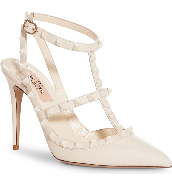 valentino rockstud white pumps