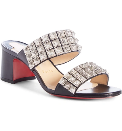 Shop Christian Louboutin Myriadiam Studded Slide Sandal In Black/ Silver