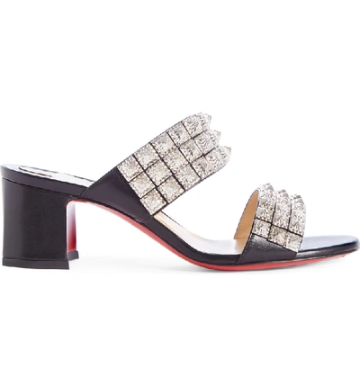 Shop Christian Louboutin Myriadiam Studded Slide Sandal In Black/ Silver