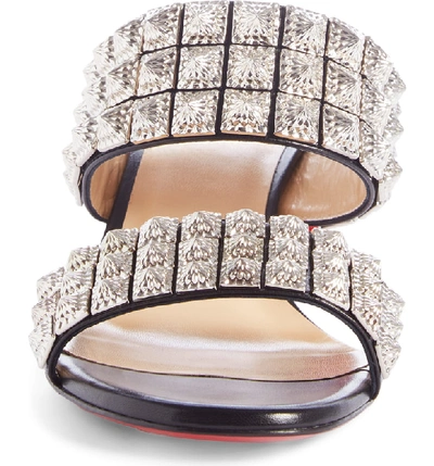 Shop Christian Louboutin Myriadiam Studded Slide Sandal In Black/ Silver