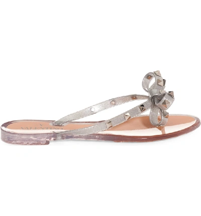 Shop Valentino Rockstud Jelly Thong In Argento