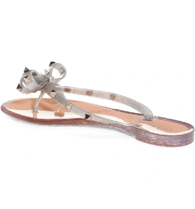 Shop Valentino Rockstud Jelly Thong In Argento