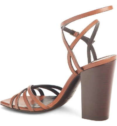 Shop Saint Laurent Oak Crisscross Sandal In Brown Leather