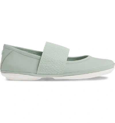 Shop Camper Right Nina Flat In Lt/ Pastel Green Leather