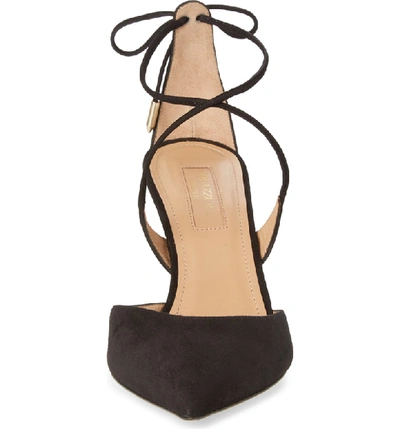 Shop Aquazzura Very Matilde Pointy Toe Pump In Black Suede