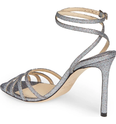 Shop Jimmy Choo Mimi Ankle Strap Sandal In Silver Glitter