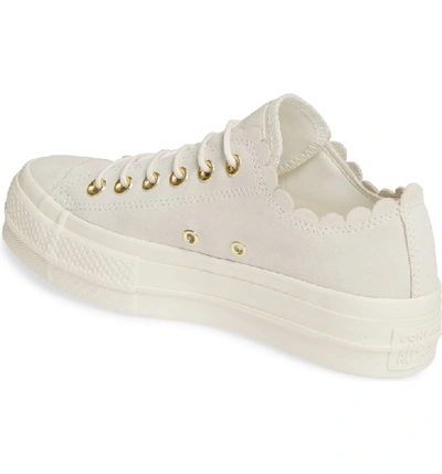 Converse Chuck Taylor All Star Frilly Scallop Platform Sneaker In Egret/  Gold/ Egret | ModeSens