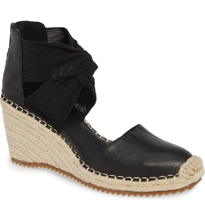 Shop Eileen Fisher Wallis Espadrille Wedge In Black Leather