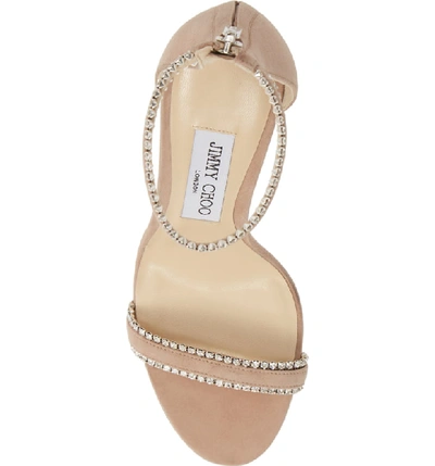 Shop Jimmy Choo Dochas Embellished Ankle Strap Sandal In Ballet Pink Suede