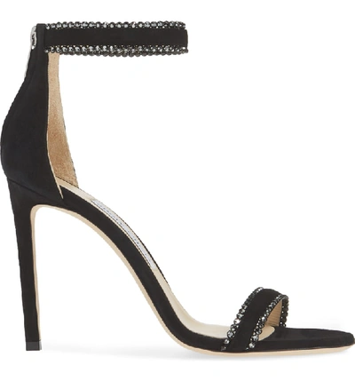 Shop Jimmy Choo Dochas Embellished Ankle Strap Sandal In Black Suede