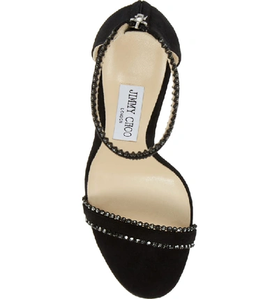 Shop Jimmy Choo Dochas Embellished Ankle Strap Sandal In Black Suede
