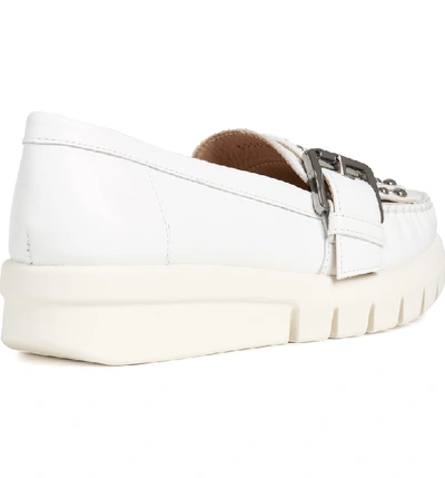 Shop Geox Wimbley Studded Kiltie Loafer In White Leather