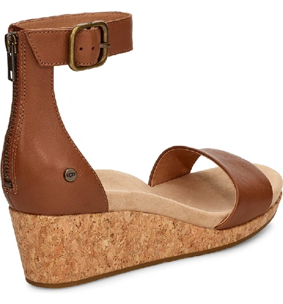 Shop Ugg Zoe Ii Wedge Sandal In Chestnut Leather
