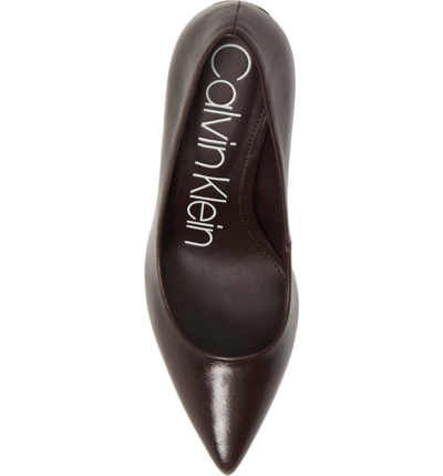 Shop Calvin Klein 'gayle' Pointy Toe Pump In Eggplant Leather