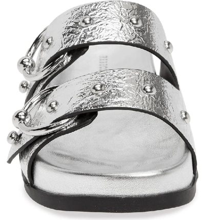 Shop Rebecca Minkoff Vachel Slide Sandal In Sliver Faux Leather