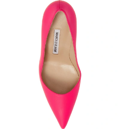 Shop Manolo Blahnik 'bb' Pointy Toe Pump In Hot Pink Patent