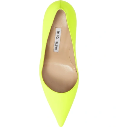 Shop Manolo Blahnik 'bb' Pointy Toe Pump In Yellow Patent