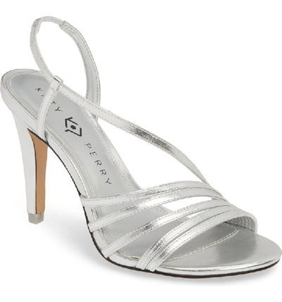 Shop Katy Perry Bryson Asymmetrical Strappy Sandal In Silver