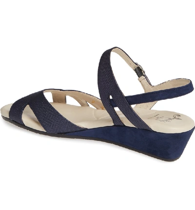 Shop Amalfi By Rangoni Milazzo Strappy Wedge Sandal In Navy Leather