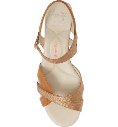 Shop Amalfi By Rangoni Milazzo Strappy Wedge Sandal In Bronze/ Cognac Leather