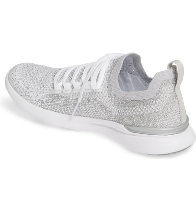 Shop Apl Athletic Propulsion Labs Techloom Breeze Metallic Knit Running Shoe In Metallic Silver/ White/ Ombre