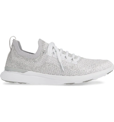 Shop Apl Athletic Propulsion Labs Techloom Breeze Metallic Knit Running Shoe In Metallic Silver/ White/ Ombre