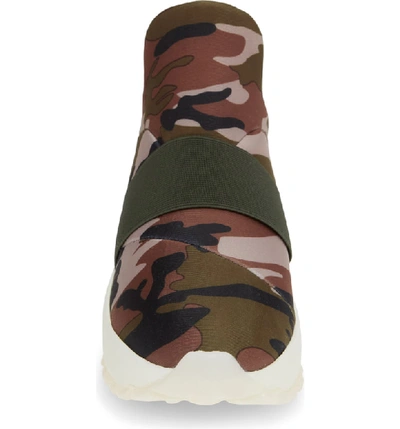 Shop Jslides Slip-on Sneaker In Green Camo Fabric
