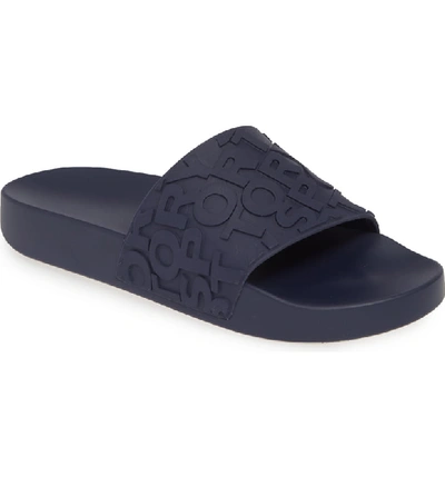 Shop Tory Sport Tory Burch Embossed Logo Slide Sandal In Sport Navy