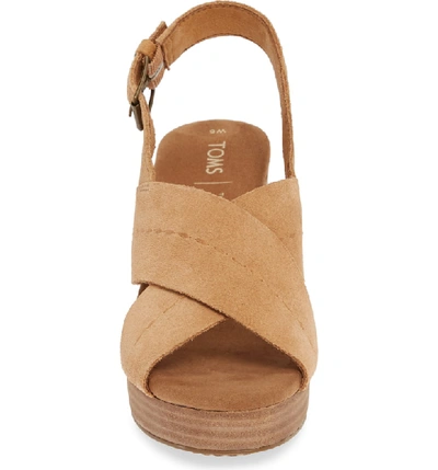 Shop Toms Ibiza Platform Slingback Sandal In Honey Suede