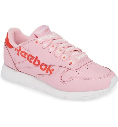 Shop Reebok Classic Leather Sneaker In Charming Pink/ Red/ White