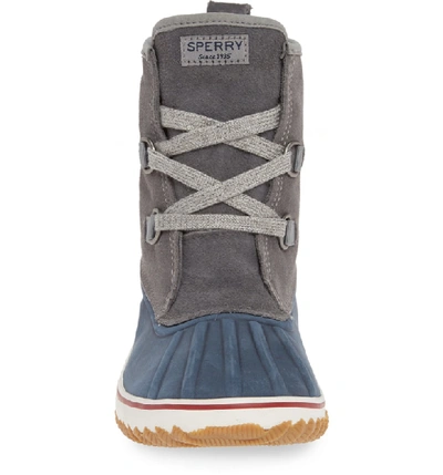 Shop Sperry Schooner Duck Boot In Grey/ Navy Suede