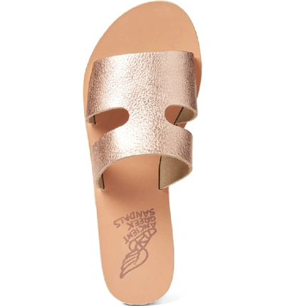 Shop Ancient Greek Sandals Apteros Slide Sandal In Pink Metal/ Sand