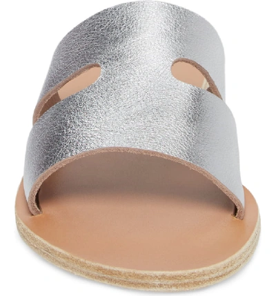 Shop Ancient Greek Sandals Apteros Slide Sandal In Metal Silver