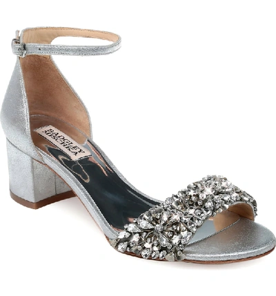 Shop Badgley Mischka Vega Ii Metallic Sandal In Silver Suede