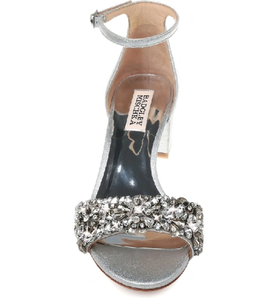 Shop Badgley Mischka Vega Ii Metallic Sandal In Silver Suede