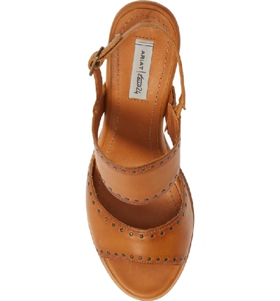 Shop Ariat Aria Stardust Block Heel Sandal In Cognac Leather