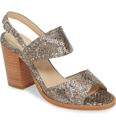 Shop Ariat By  Stardust Block Heel Sandal In Metallic Snake Print Leather