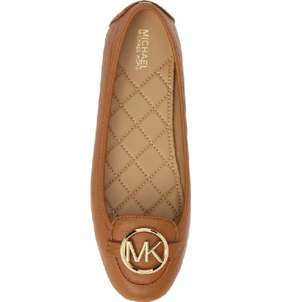 Shop Michael Michael Kors Lillie Logo Ballet Flat In Acorn Leather