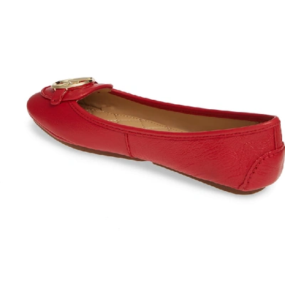 Shop Michael Michael Kors Lillie Logo Ballet Flat In Bright Red Leather