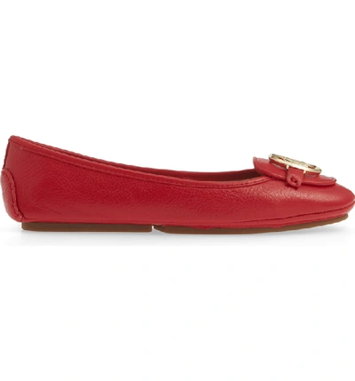 Shop Michael Michael Kors Lillie Logo Ballet Flat In Bright Red Leather