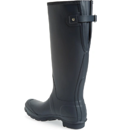Shop Hunter Original Tall Adjustable Back Waterproof Rain Boot In Navy Matte