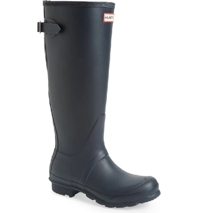 Shop Hunter Original Tall Adjustable Back Waterproof Rain Boot In Navy Matte