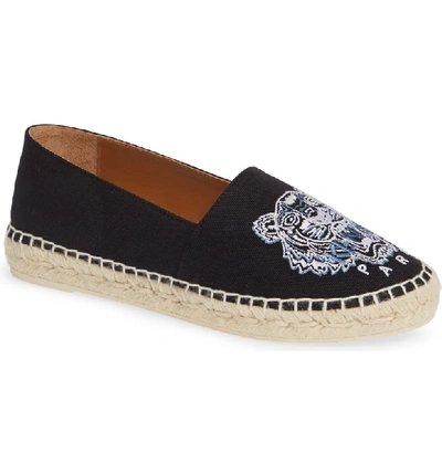 Shop Kenzo White Tiger Embroidered Espadrille In Black