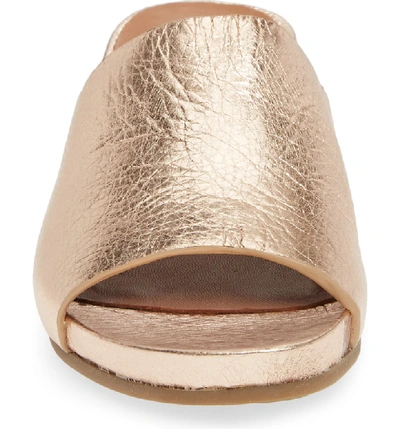 Shop Gentle Souls Gisele Wedge Slide Sandal In Rose Gold Metallic Leather