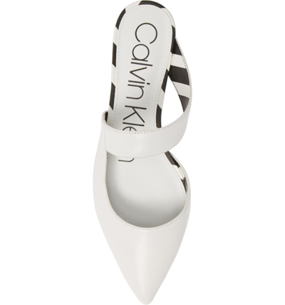 Shop Calvin Klein Arleys Asymmetrical Pointy Toe Mule In White Leather