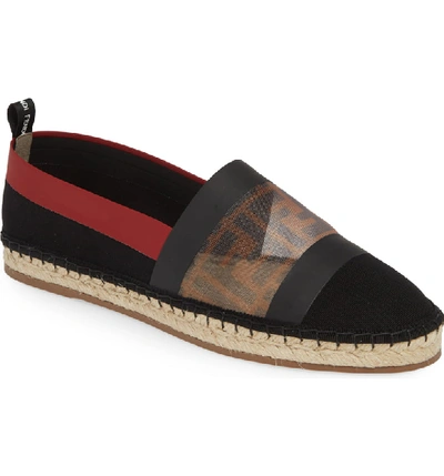 Shop Fendi Colibri Espadrille In Black/ Red