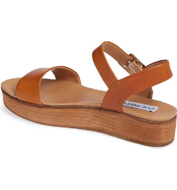 aida cognac leather flatform sandals