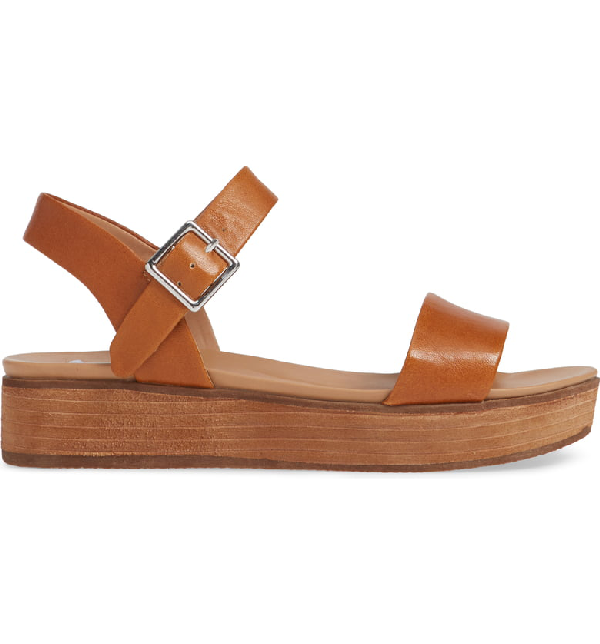 aida cognac leather flatform sandals