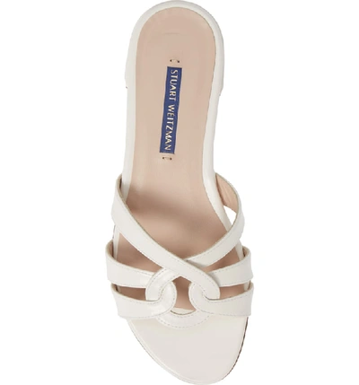 Shop Stuart Weitzman Cami Slide Sandal In Cream Caviar Patent